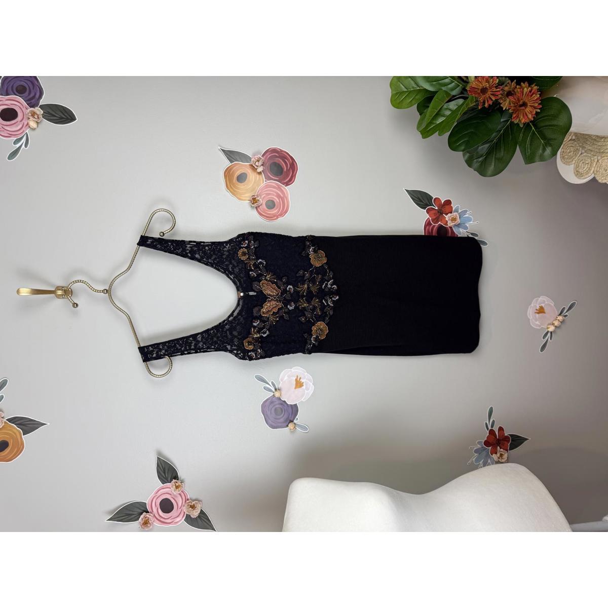 Free People Black Beaded Sleeveless Secrets Of Eden Mini Dress - Size - Small